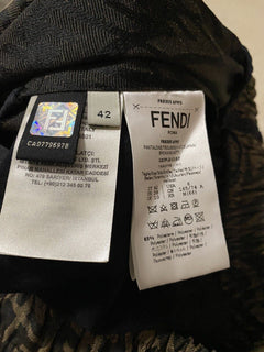 Neu 890 $ Fendi Damen FF Vertigo Canvas Shorts Hose Tabak 44/10 Italien