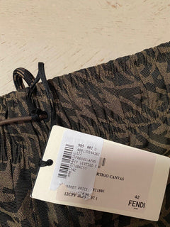 Neu 890 $ Fendi Damen FF Vertigo Canvas Shorts Hose Tabak 44/10 Italien