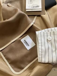 Neu $1120 Burberry Woman Übergroßes Seiden-Panel-Hemd Camel 8 US/42 Ita