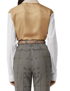 Neu $1120 Burberry Woman Übergroßes Seiden-Panel-Hemd Camel 8 US/42 Ita