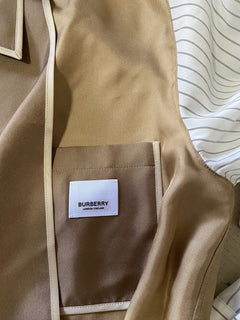Neu $1120 Burberry Woman Übergroßes Seiden-Panel-Hemd Camel 8 US/42 Ita