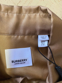Neu $1120 Burberry Woman Übergroßes Seiden-Panel-Hemd Camel 8 US/42 Ita