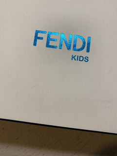 NIB 503 $ Fendi Gestreifte Leder-Logo-Sneaker für kleine Mädchen Pink/Btown 25/8,5 Tod