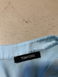 Neu mit Etikett: 790 $ TOM FORD Herren-Henley-Seidenhemd Blau Italien