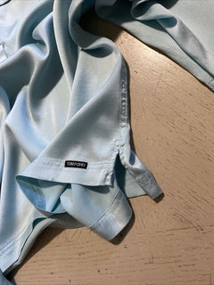 Neu mit Etikett: 790 $ TOM FORD Herren-Henley-Seidenhemd Blau Italien