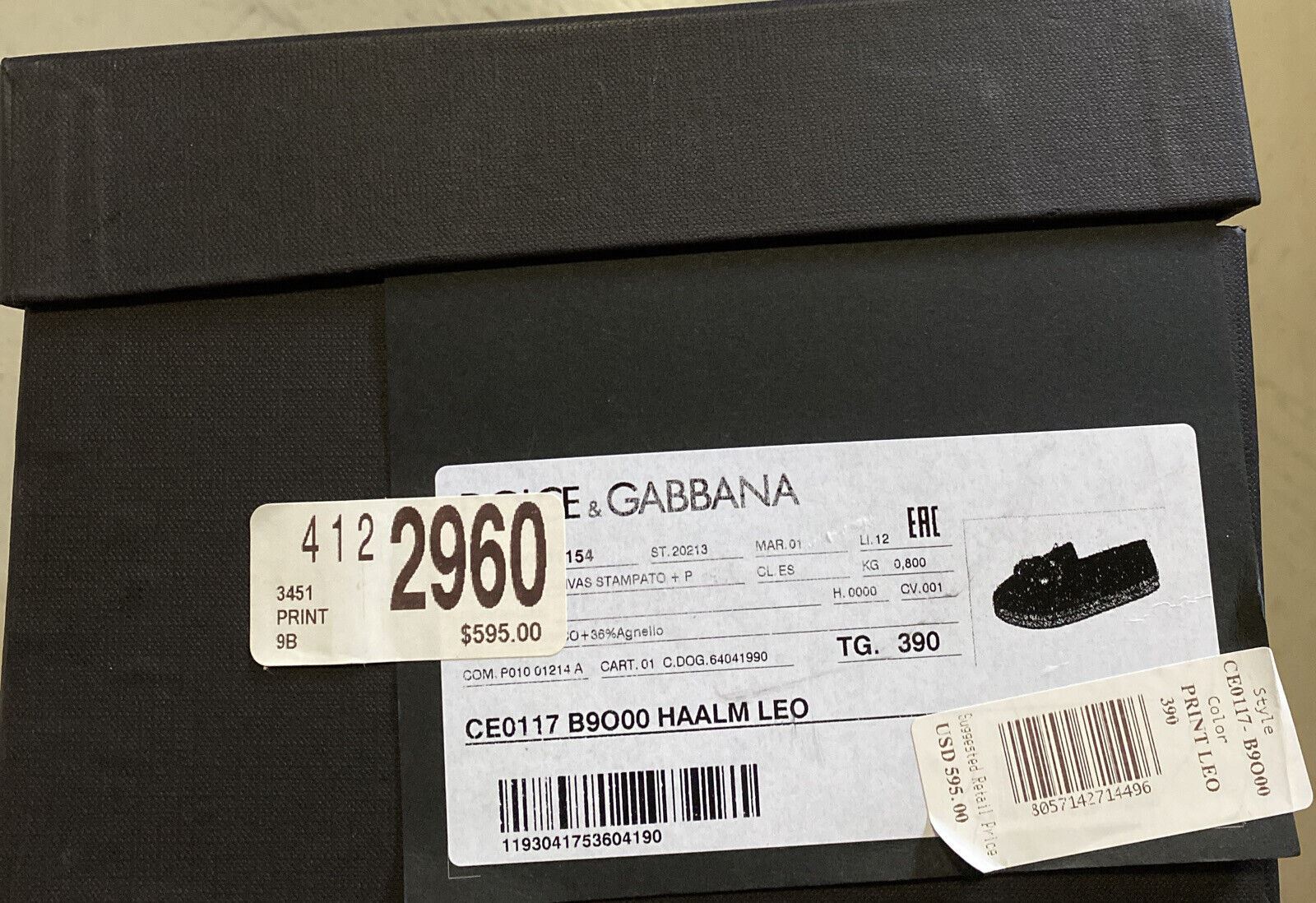 NIB 595 $ Dolce&amp;Gabbana Damen-Espadrille mit Leopardenmuster, 9 US/39 Eu
