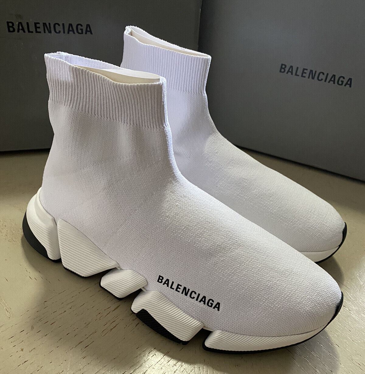 NIB 895 $ Balenciaga Damen Speed ​​2.0 Lurex Sock Sneakers Weiß/Schwarz 10 US/40 Eu