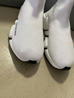 NIB 895 $ Balenciaga Damen Speed ​​2.0 Lurex Sock Sneakers Weiß/Schwarz 10 US/40 Eu