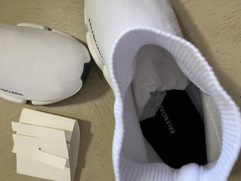 NIB 895 $ Balenciaga Damen Speed ​​2.0 Lurex Sock Sneakers Weiß/Schwarz 10 US/40 Eu