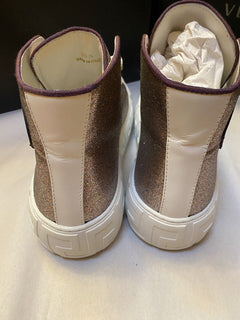 NIB Versace Damen La Greca Glitter High-Top-Sneaker Multi/Weiß9,5 US/39,5 Eu