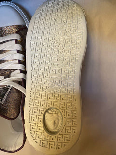 NIB Versace Damen La Greca Glitter High-Top-Sneaker Multi/Weiß9,5 US/39,5 Eu