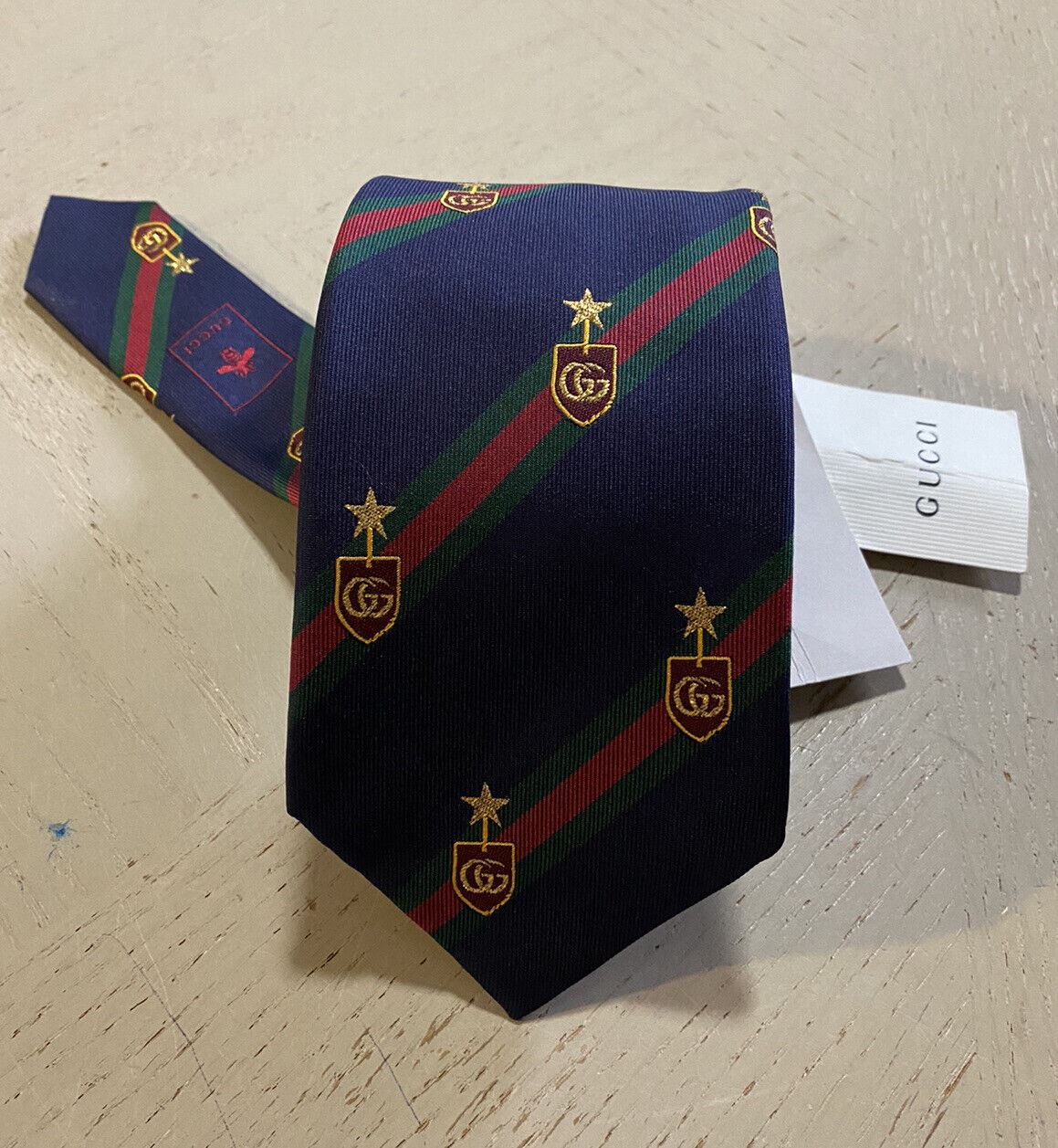 Neue Gucci Herren-Krawatte aus Seide mit GG-Monogramm, Marineblau, hergestellt in Italien