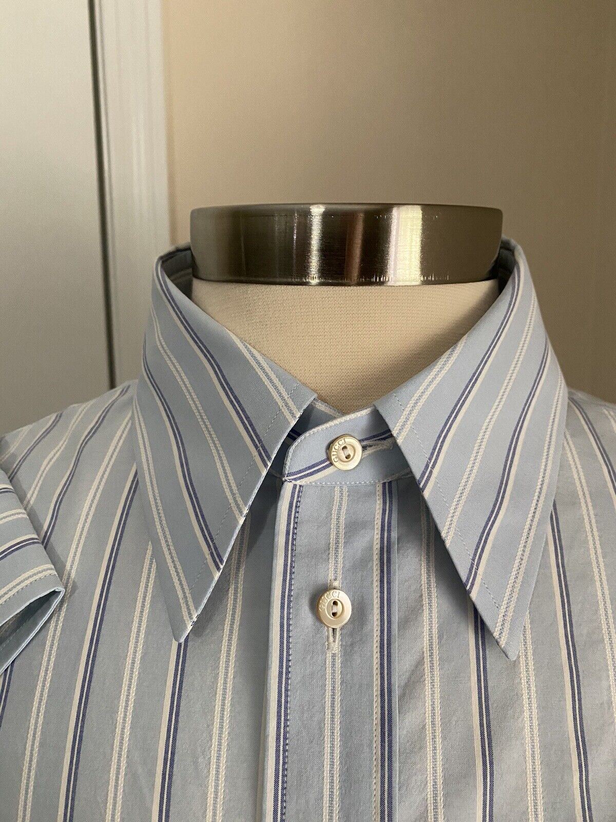 Новая мужская классическая рубашка Gucci Цвет Синяя 41/16 Италия