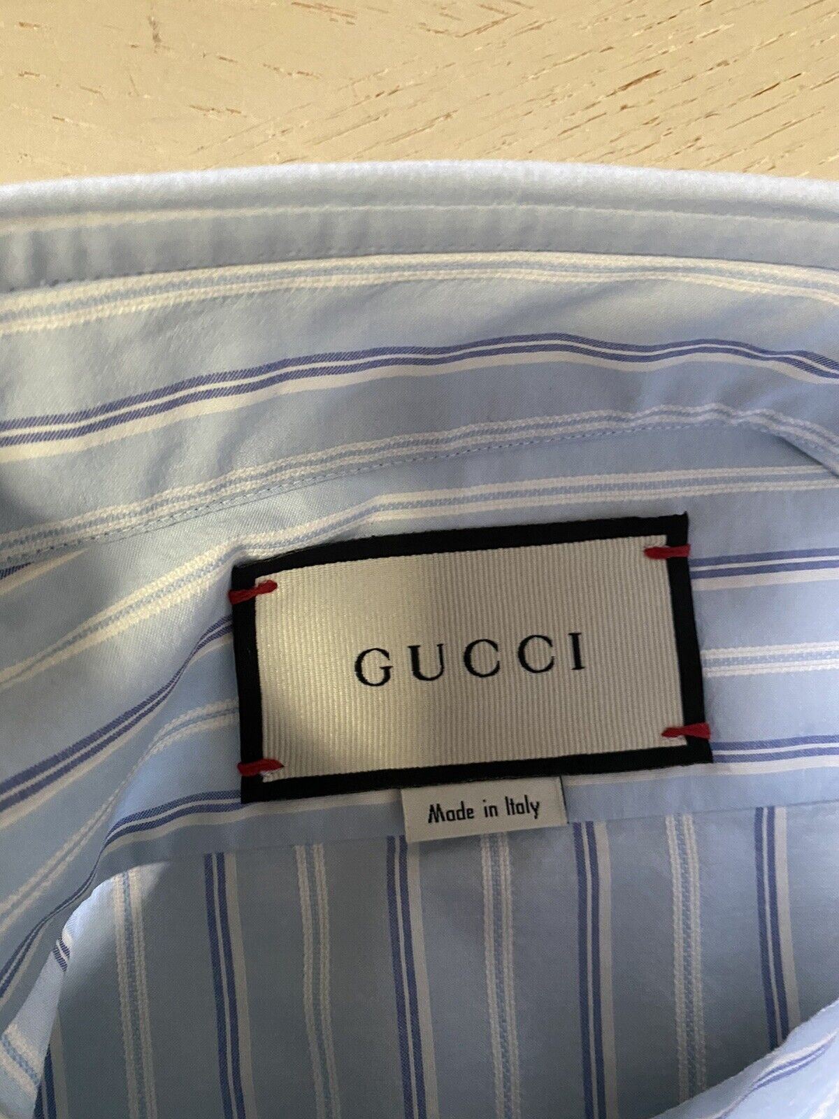 New Gucci Men’s Dress Shirt Color Blue 41/16 Italy