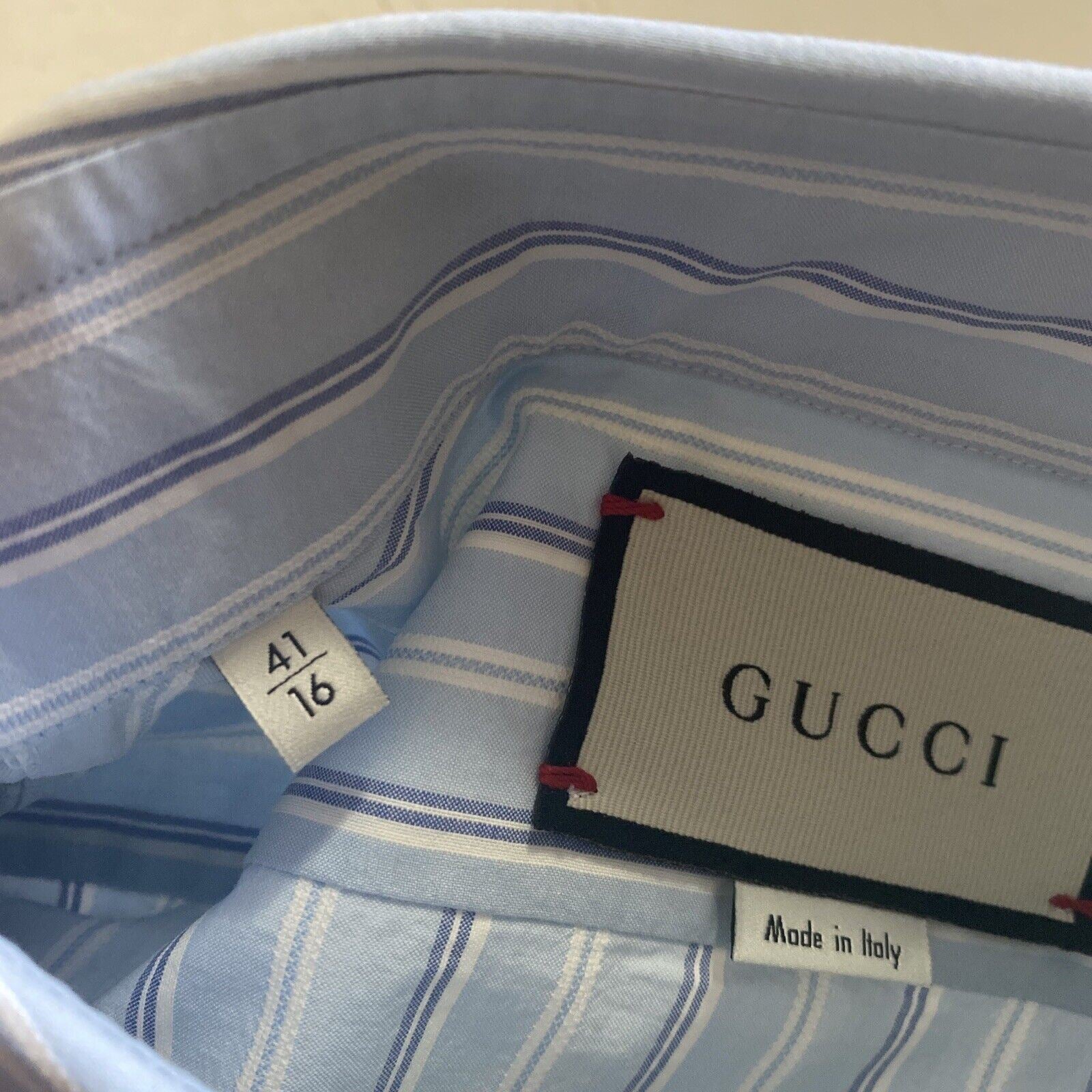 Новая мужская классическая рубашка Gucci Цвет Синяя 41/16 Италия