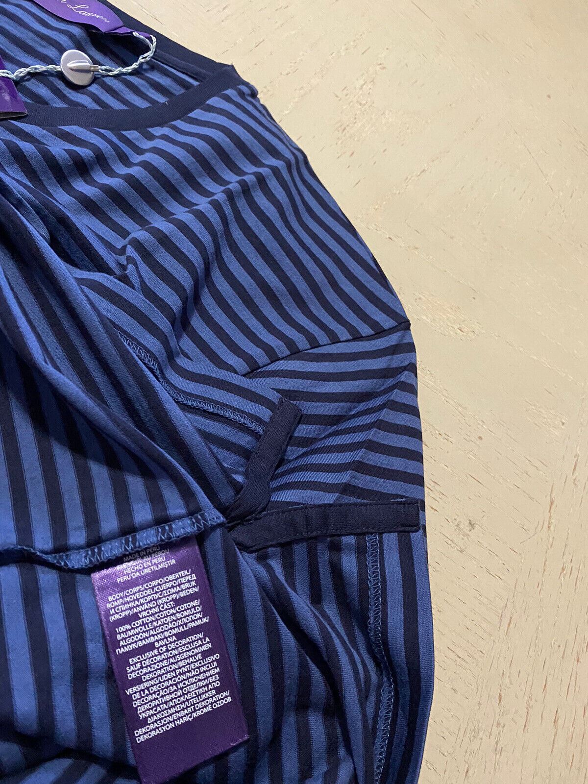 Мужская футболка в полоску с круглым вырезом NWT Ralph Lauren Purple Label, темно-синяя, XL