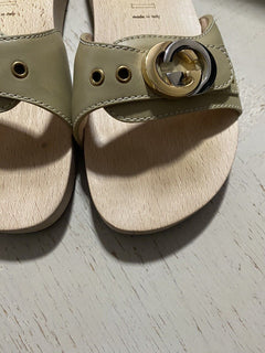 Gucci Damen Sandale Holz/Lederschuhe Beige 9 US (39 Eu) Italien