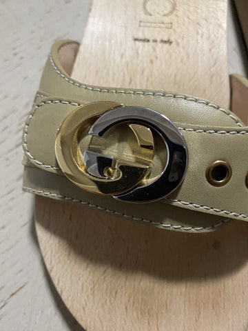 Gucci Women’s Sandal Wood/Leather Shoes Beige 9 US ( 39 Eu ) Italy