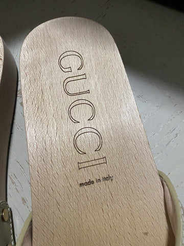 Gucci Women’s Sandal Wood/Leather Shoes Beige 9 US ( 39 Eu ) Italy