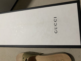 Gucci Damen Sandale Holz/Lederschuhe Beige 9 US (39 Eu) Italien