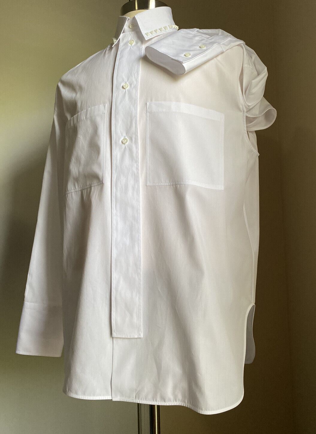 Новая уникальная мужская рубашка оверсайз Valentino белого цвета, размер 39/15,5, Италия, $1195