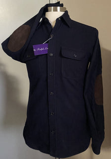 NWT $1295 Ralph Lauren Purple Label Men's James Cashmere Shirt Navy S