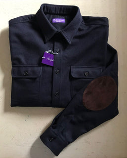 NWT $1295 Ralph Lauren Purple Label Men's James Cashmere Shirt Navy S
