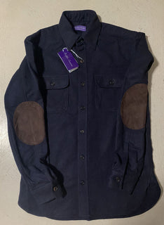 NWT $1295 Ralph Lauren Purple Label Men's James Cashmere Shirt Navy S