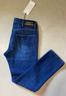 Neu mit Etikett: Gucci Herrenjeans, verwaschenes Denim, schmal zulaufende Hose, Blau, 30 US Italien