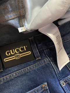 Neu mit Etikett: Gucci Herrenjeans, verwaschenes Denim, schmal zulaufende Hose, Blau, 30 US Italien