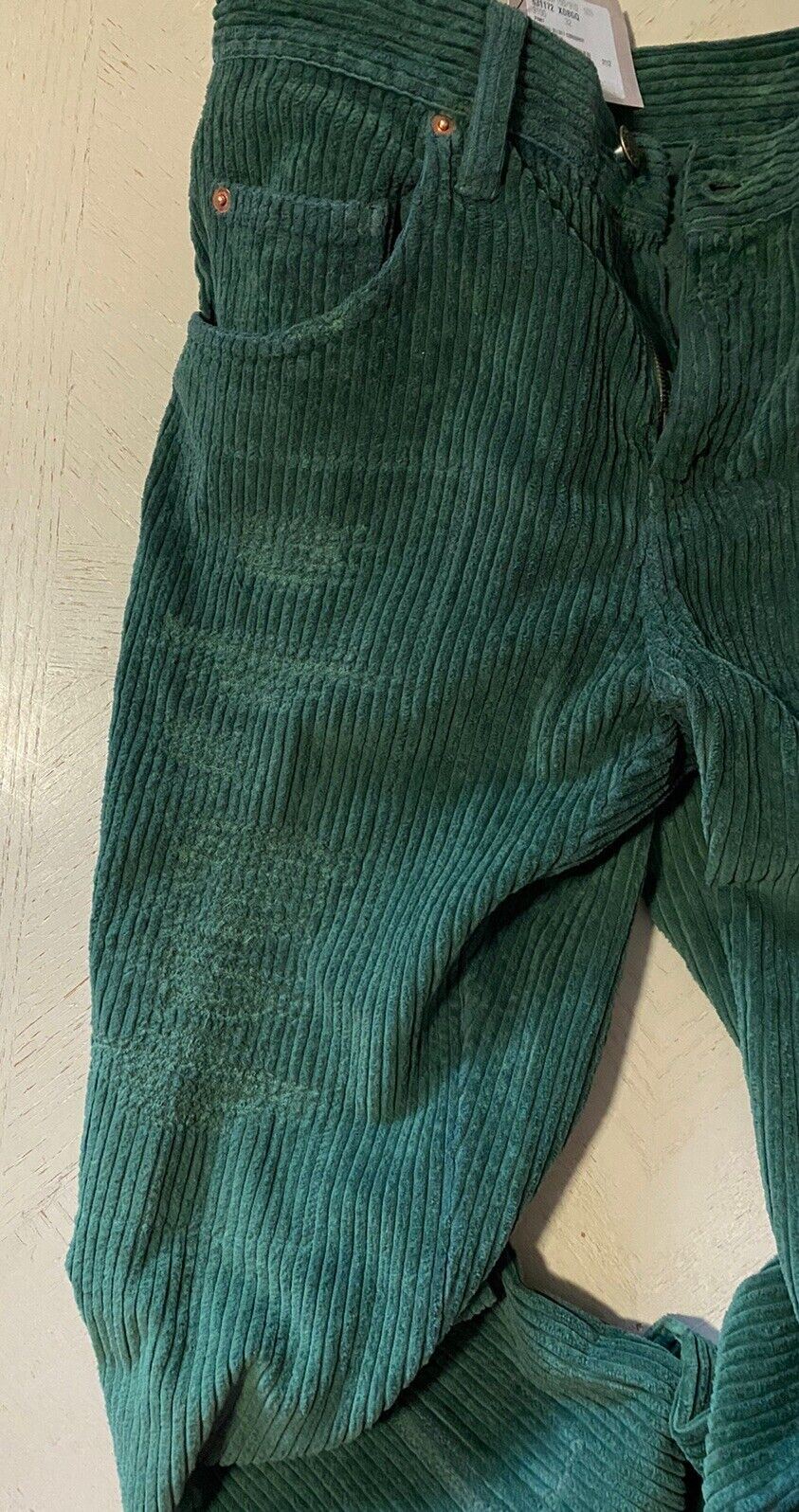 NWT $1550 Gucci Men Washed Velvet Corduroy Jeans Pants Bottle Green 32 US