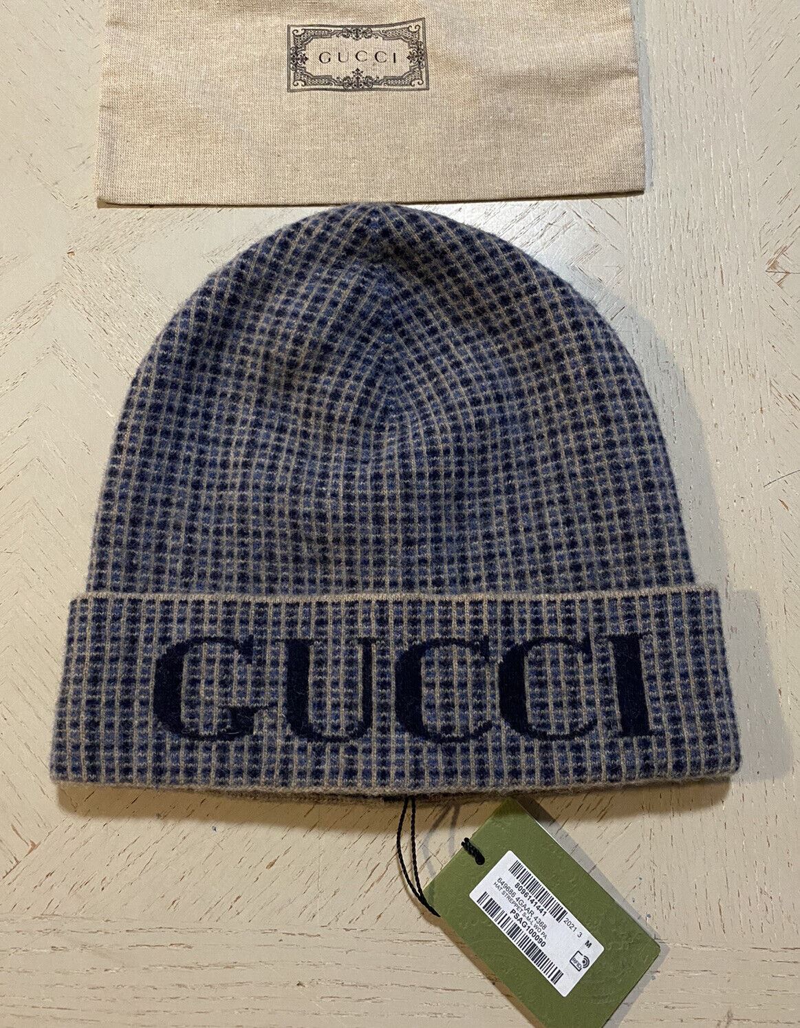 NWT Gucci Beanie Gucci Monogram Hat Brown/Black Size M Italy