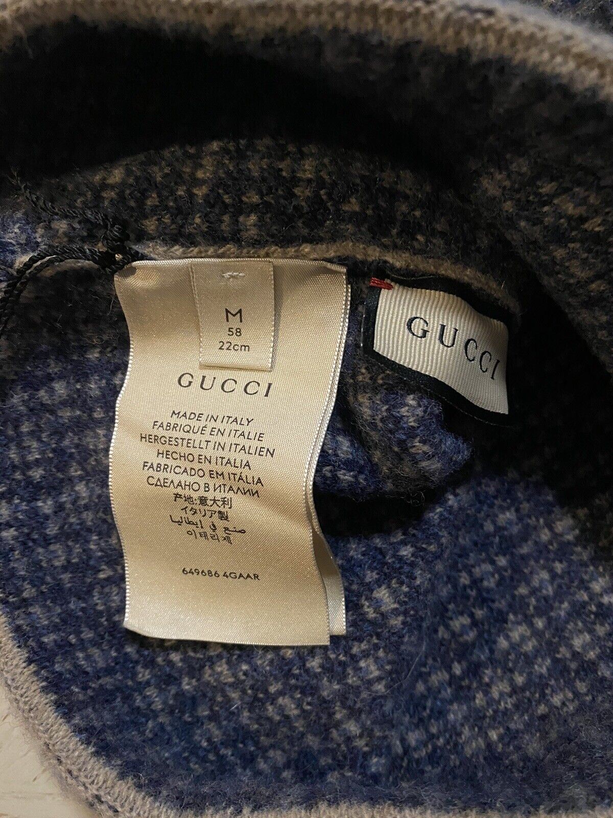 NWT Gucci Шапка-бини Gucci Monogram Hat Коричневый/Черный Размер M Италия
