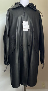 Neu $9500 Bottega Veneta Herren Übergroßer langer wasserdichter Ledermantel Schwarz XL