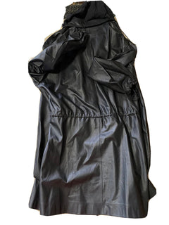 Neu $9500 Bottega Veneta Herren Übergroßer langer wasserdichter Ledermantel Schwarz XL