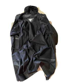 Neu $9500 Bottega Veneta Herren Übergroßer langer wasserdichter Ledermantel Schwarz XL