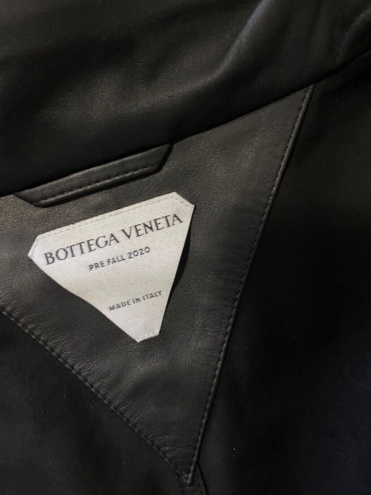 Neu $9500 Bottega Veneta Herren Übergroßer langer wasserdichter Ledermantel Schwarz XL
