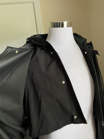 Новое мужское длинное водонепроницаемое кожаное пальто Bottega Veneta черного цвета, размер XL, $9500