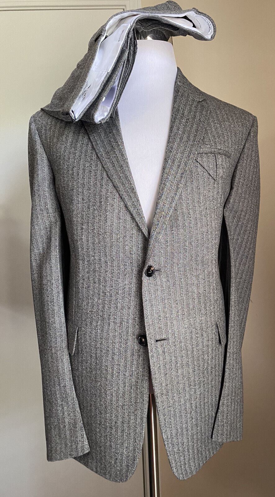 Новый мужской костюм из мягкой шерсти Bottega Veneta за 3500 долларов США, серый 42R US/52R EU Италия