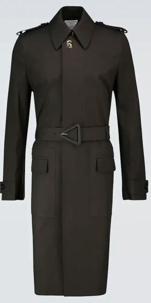 Neu $2650 Bottega Veneta Herren-Trenchcoat aus wasserdichter Baumwolle DK Braun 38 US/48 Eu