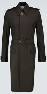 Neu $2650 Bottega Veneta Herren-Trenchcoat aus wasserdichter Baumwolle DK Braun 42 US/52 Eu