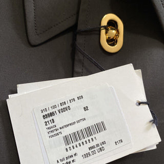 Neu $2650 Bottega Veneta Herren-Trenchcoat aus wasserdichter Baumwolle DK Braun 42 US/52 Eu