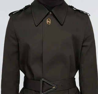 Neu $2650 Bottega Veneta Herren-Trenchcoat aus wasserdichter Baumwolle DK Braun 42 US/52 Eu
