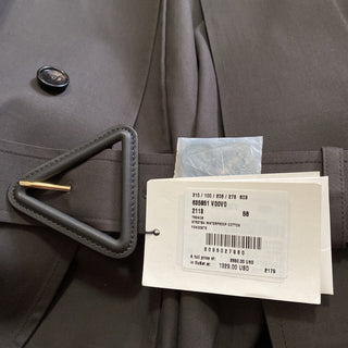 Neu $2650 Bottega Veneta Herren-Trenchcoat aus wasserdichter Baumwolle DK Braun 46 US/56 EU