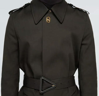 Neu $2650 Bottega Veneta Herren-Trenchcoat aus wasserdichter Baumwolle DK Braun 46 US/56 EU