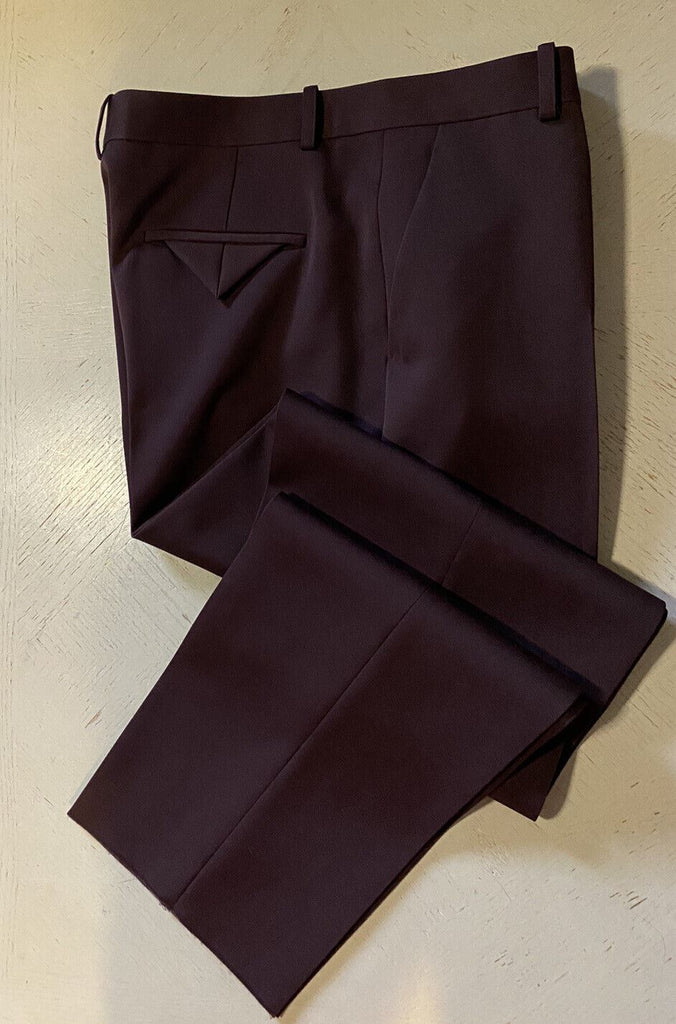 Neu mit Etikett: 1.100 $ Bottega Veneta Herren-Wollanzughose Burgunderrot 38 US/54 Eu