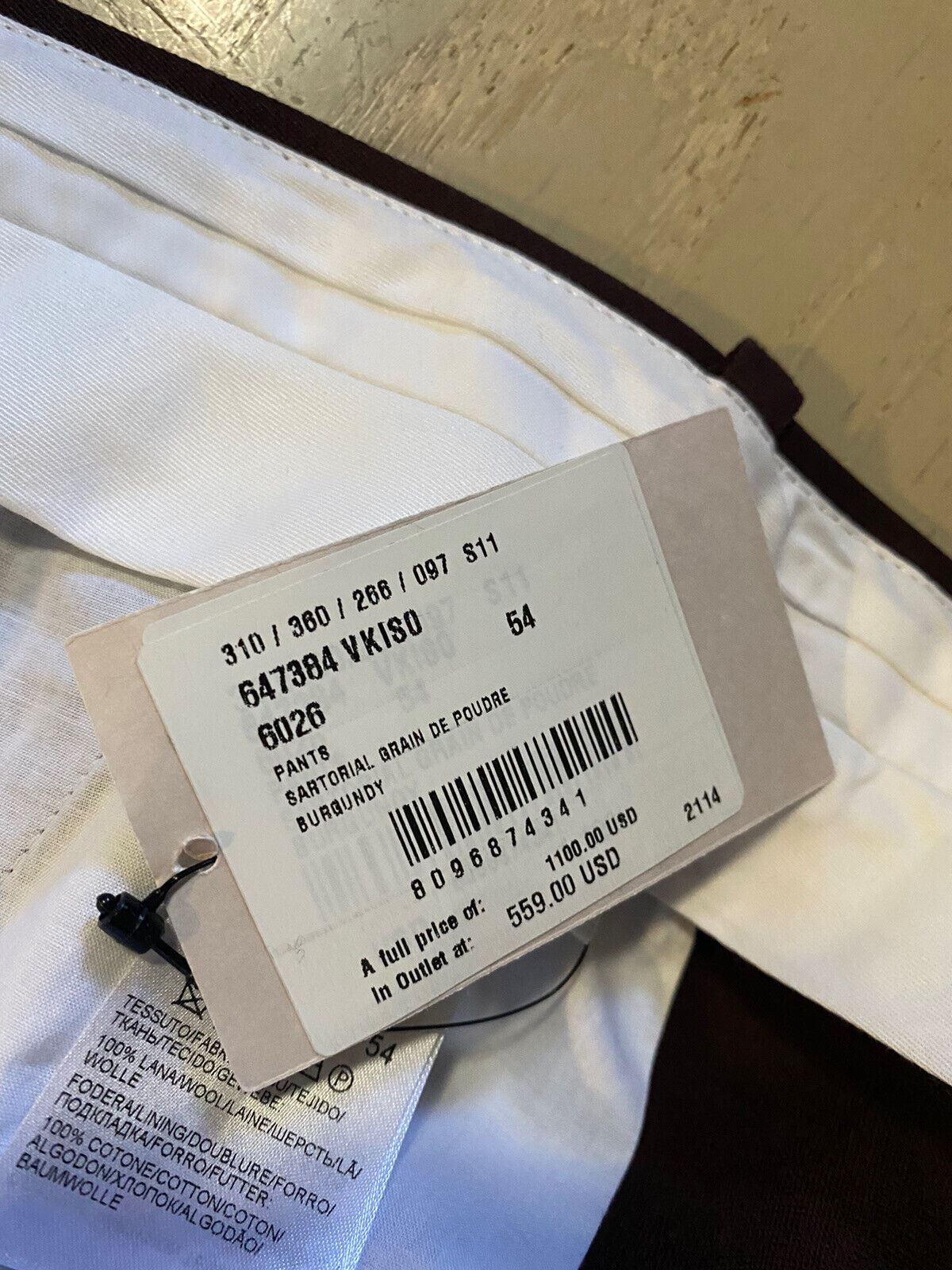 СЗТ $1100 Мужские шерстяные классические брюки Bottega Veneta бордовые 38 США/54 ЕС