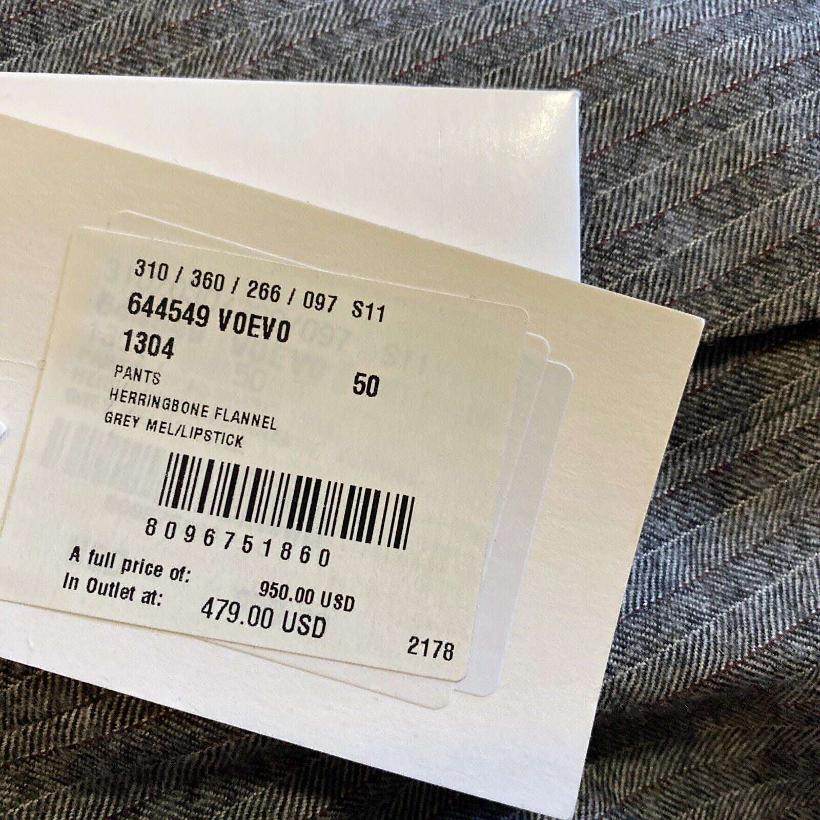 СЗТ $950 Мужские шерстяные классические брюки Bottega Veneta серые 34 США/50 ЕС