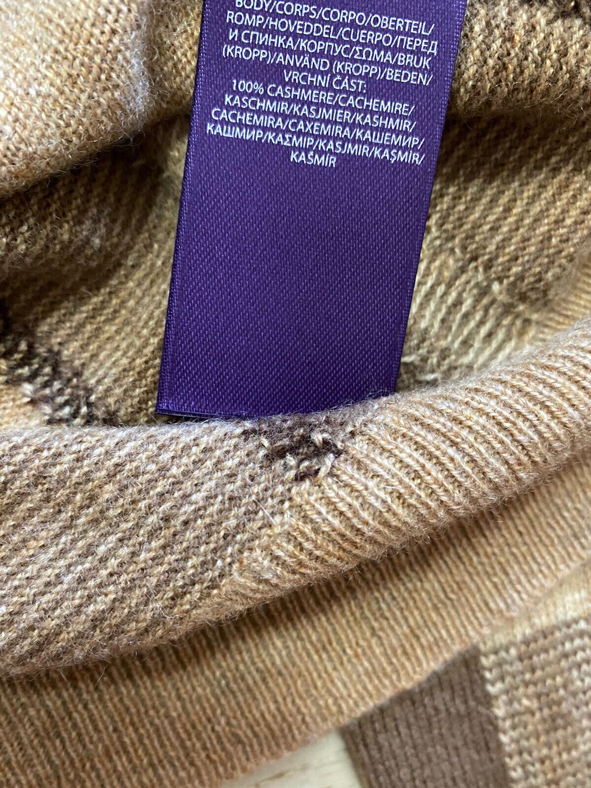 NWT $1495 Ralph Lauren Purple Label Мужской кашемировый свитер с круглым вырезом светло-коричневого цвета XL