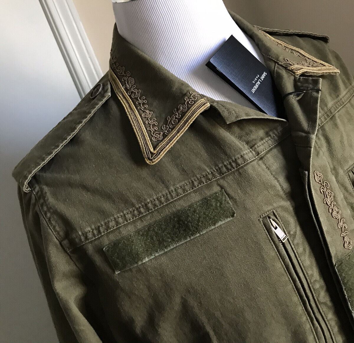 New $2290 Saint Laurent Jacket Coat Green/Kaki 36 US ( 46 Eu ) Italy